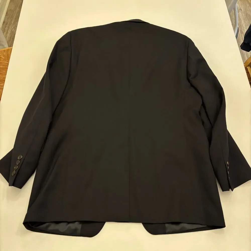 Lauren Ralph Lauren Mens 40R Black Blazer Sport Coat 2 Button Paisley Trim